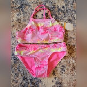 Tropical Pink Girls 2 Piece Swim Size 7